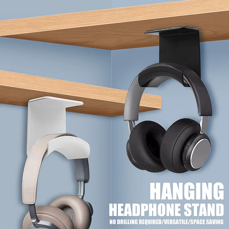 Headphone Hook Under - Universal Headphone Stand Adhesive Plastic Wall