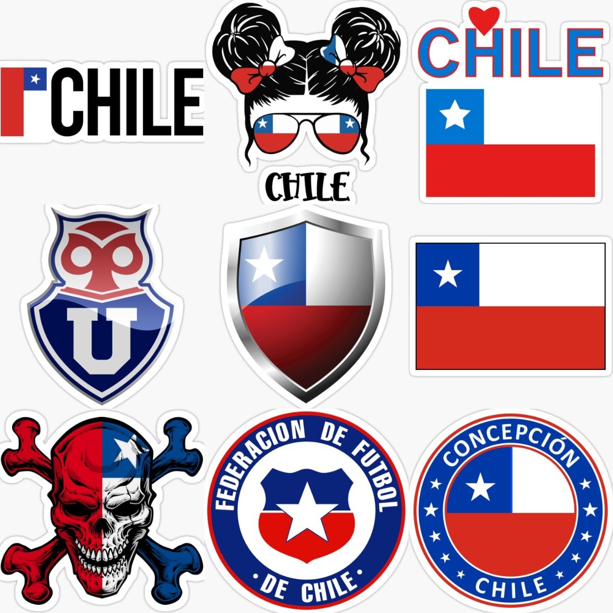 Desk Setup Notebook - Chile Emblem Flag Skull Creative Sticker