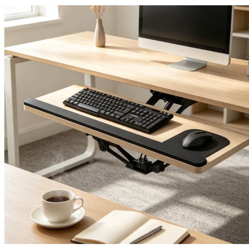 Desk Setup Home - Keyboard Tray Under Desk Sliding Drawer