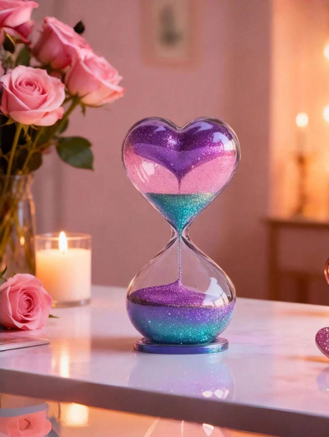 Desk Setup Decor - 1Pc 2D Flat, Rotating Heart-Shaped Funnel