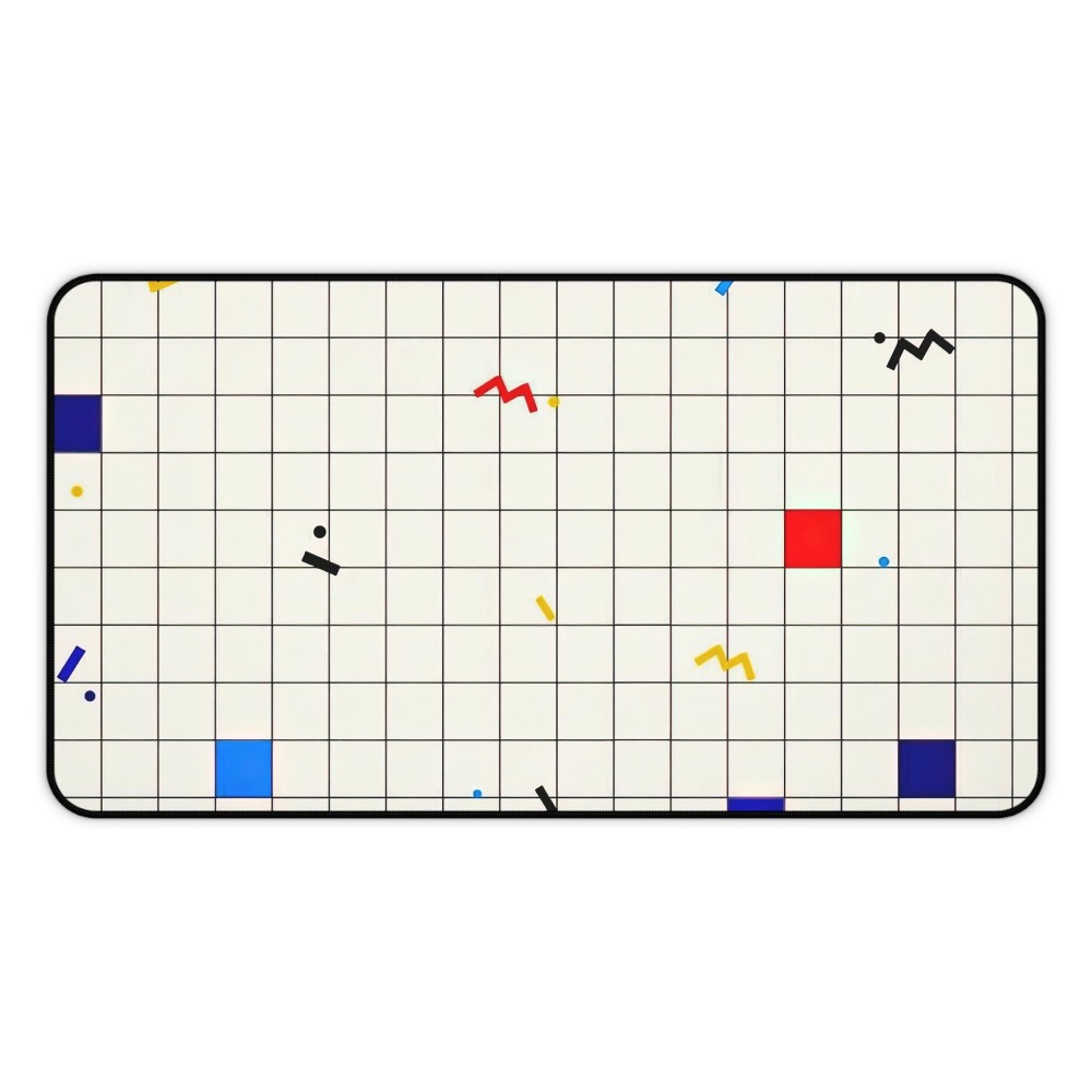 Desk Setup Designer - Retro Geometric Grid Desk Mat Mouse