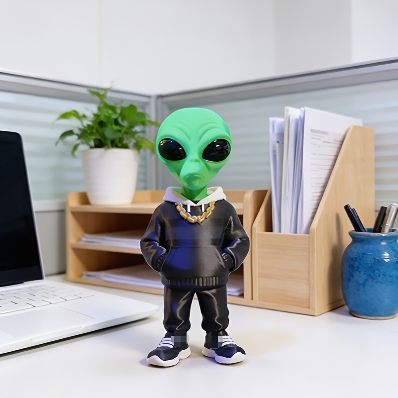 Desk Setup Home - 1 Piece Green Alien Figure with