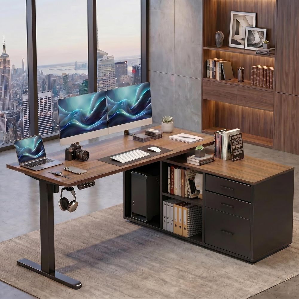 Desk Setup Height - 55 Inch L Shaped Standing Desk