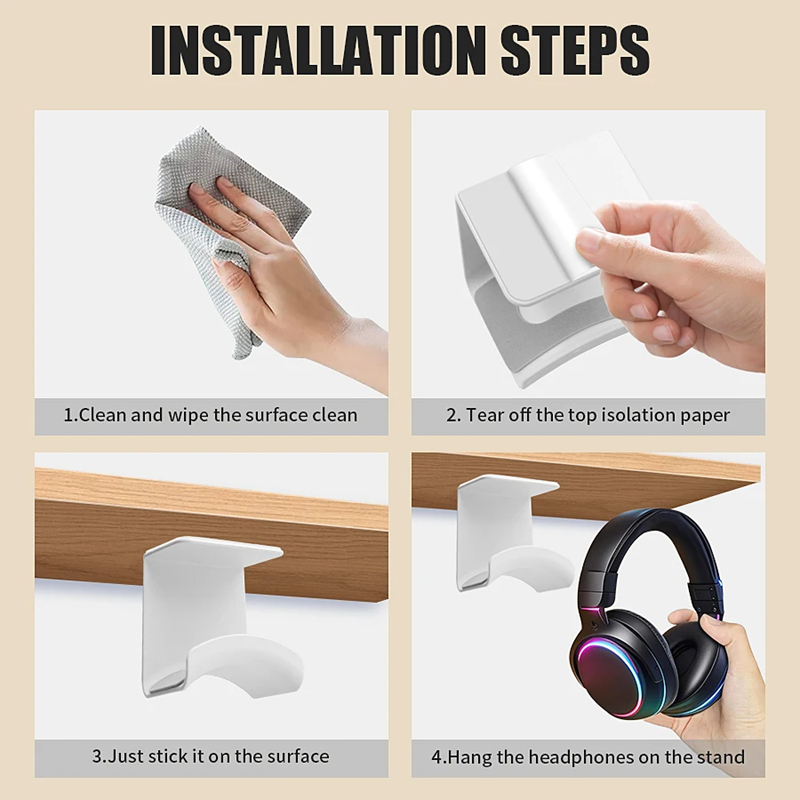 Universal Headphone Stand Adhe - đánh giá và giá Headphone Hook Under