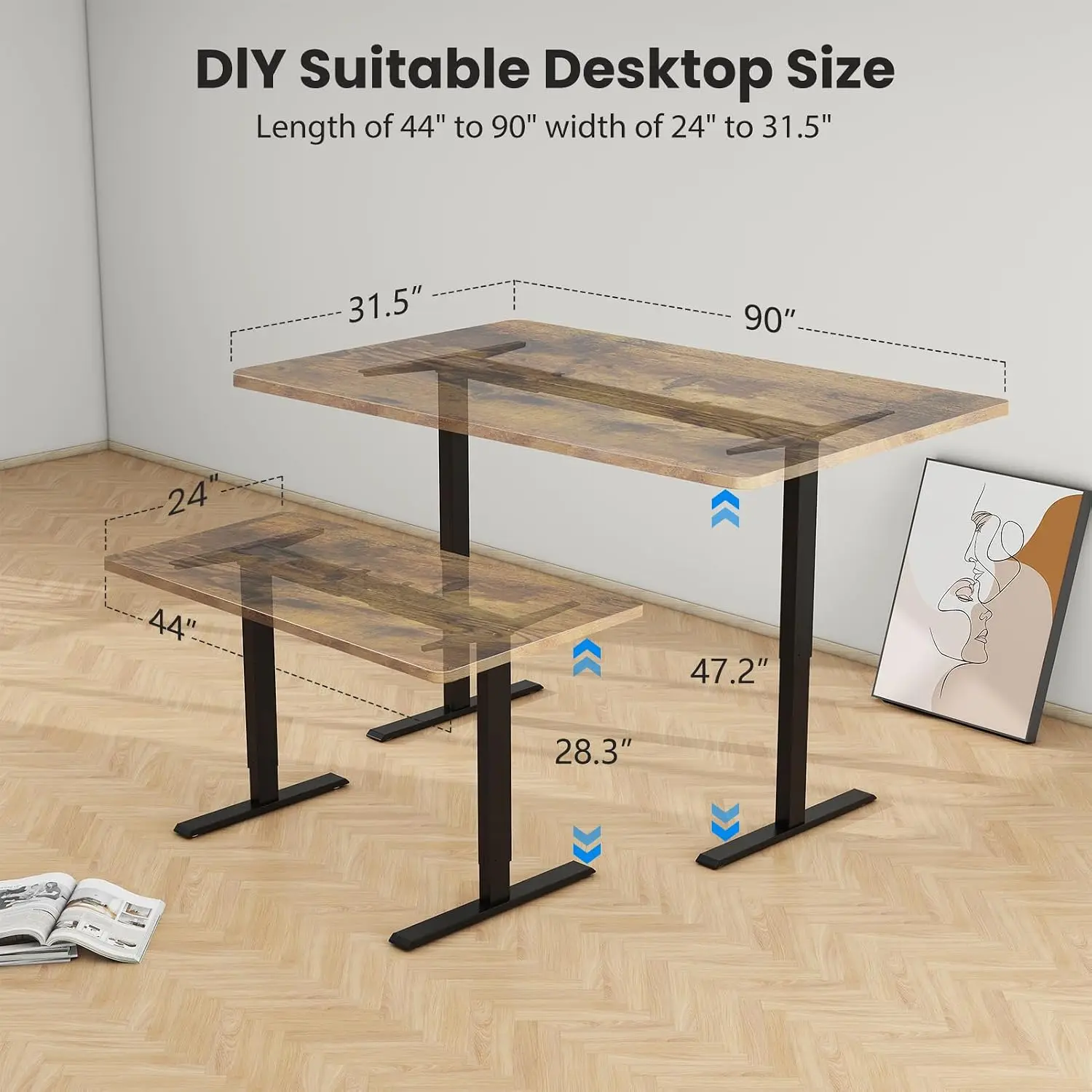 Dual Motor Standing Desk Frame - đánh giá và giá Desk Setup Height