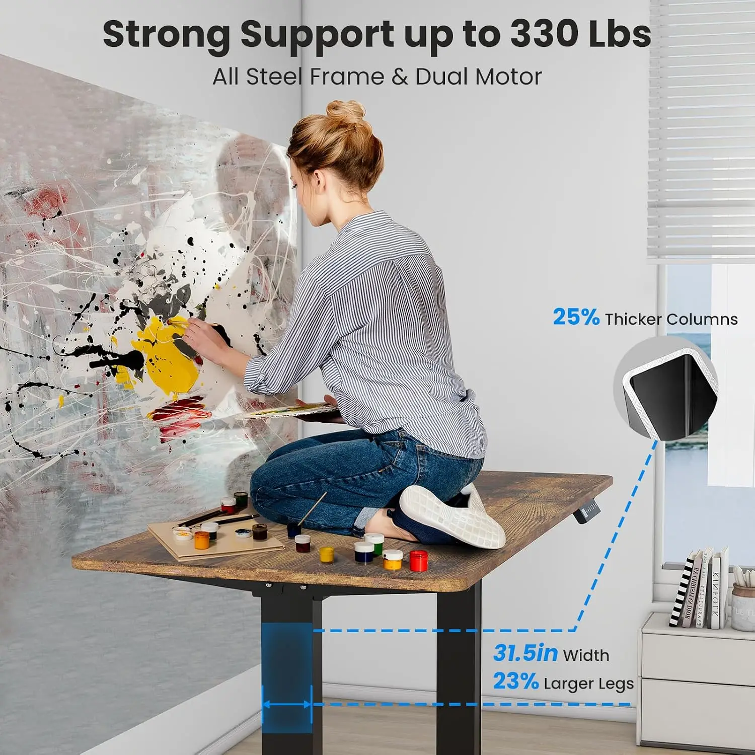 Dual Motor Standing Desk Frame - đánh giá và giá Desk Setup Height