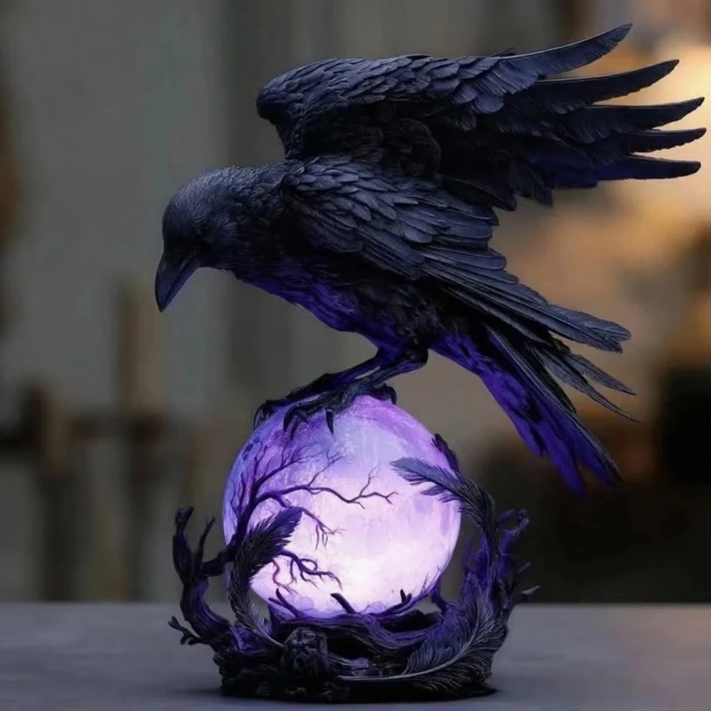 Creative Gothic Raven LED Lamp - đánh giá và giá Desk Setup Dark