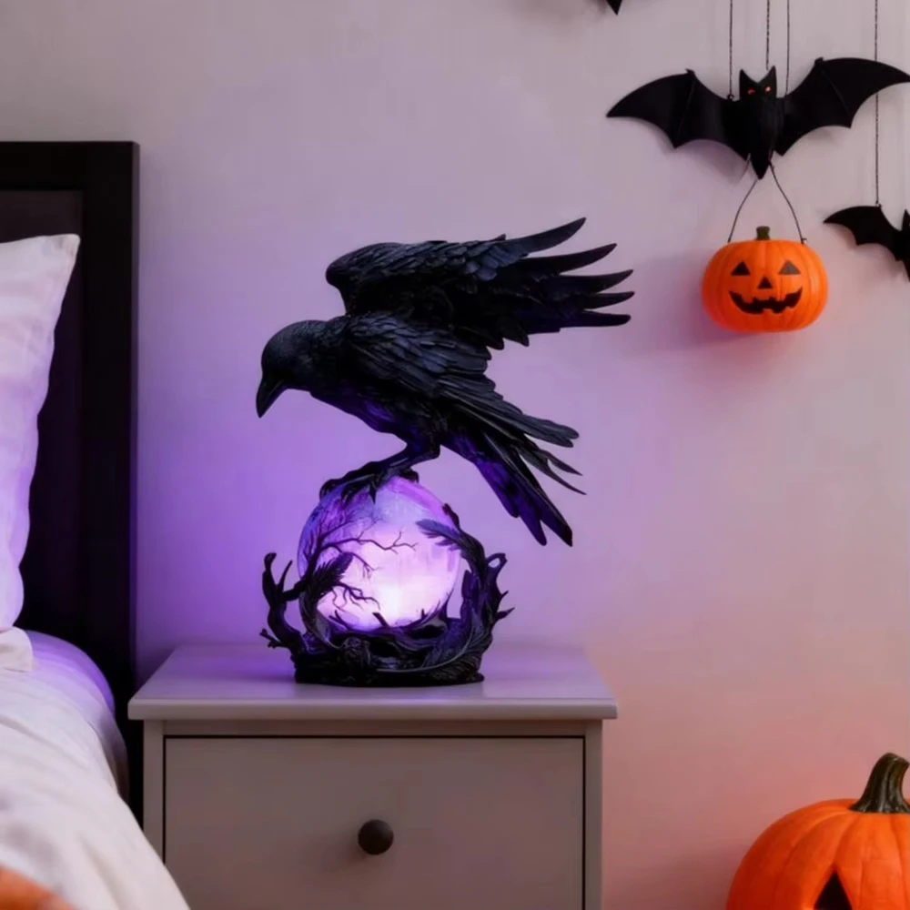 Creative Gothic Raven LED Lamp - đánh giá và giá Desk Setup Dark