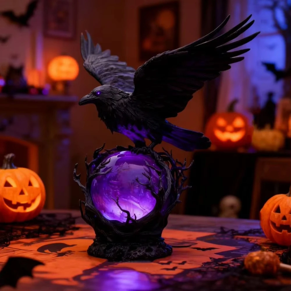 Creative Gothic Raven LED Lamp - đánh giá và giá Desk Setup Dark