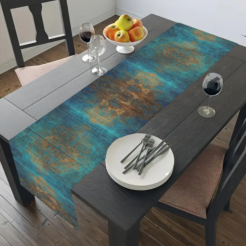 Dark Blue Retro Woven Table Ru - đánh giá và giá Desk Setup Dark