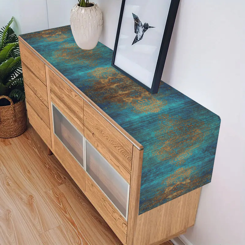 Dark Blue Retro Woven Table Ru - đánh giá và giá Desk Setup Dark