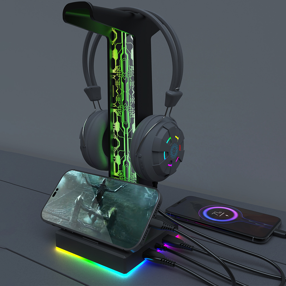RGB Gaming Headphone Stand Dua - đánh giá và giá Headphone Hook Under